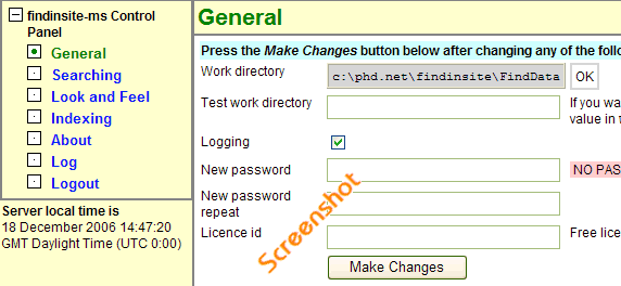 Control Panel General section