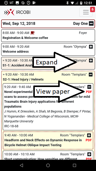 Tap to show more info and tap PDF to view a paper