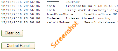 Control Panel Log section