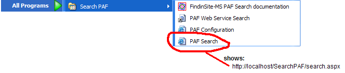 phdcc Search PAF Start Menu