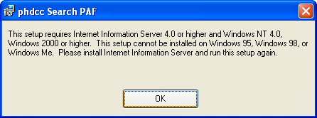 Install fails because IIS not installed